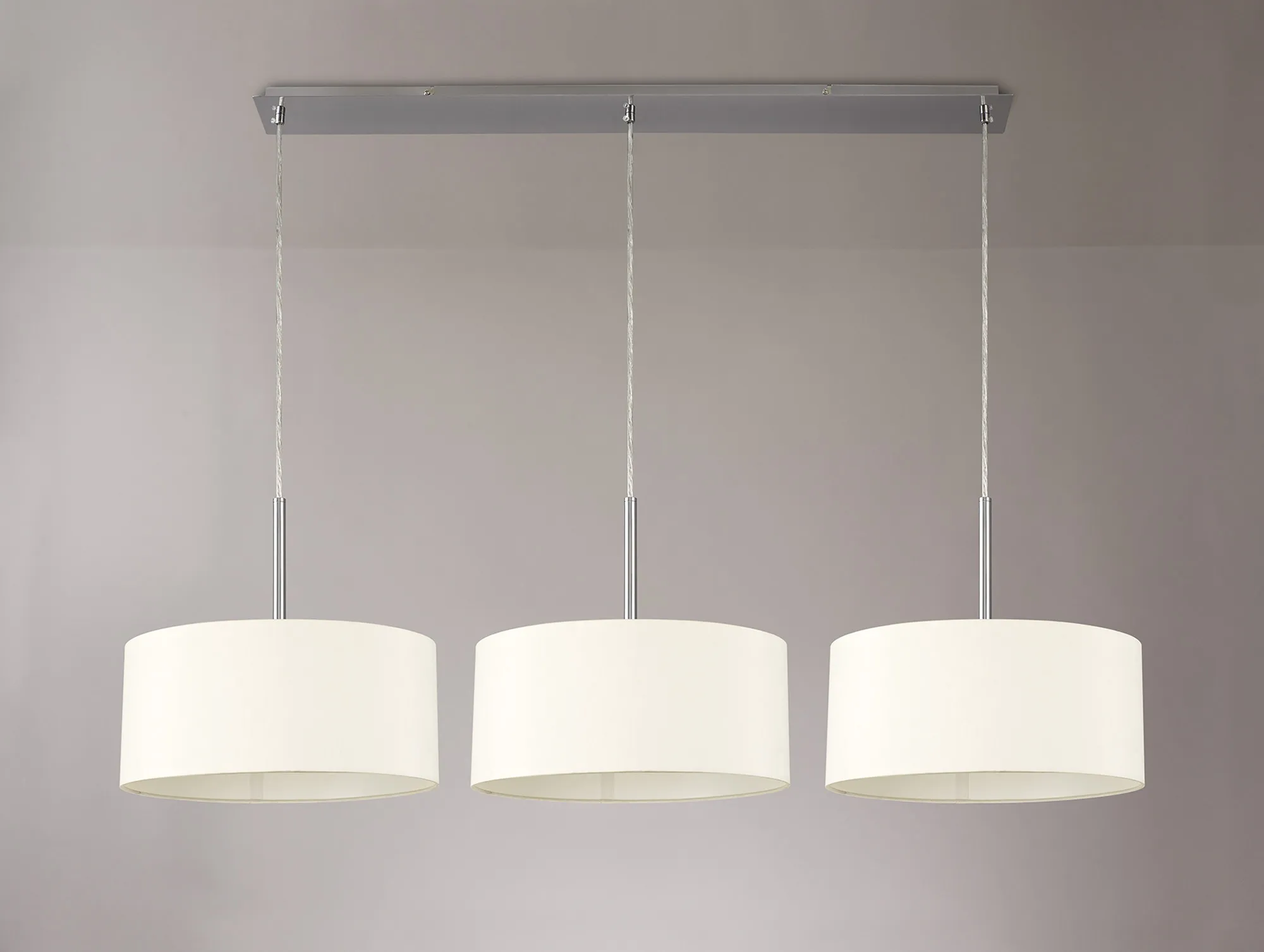 Baymont 40cm Shade 3 Light Pendant Satin Nickel, Ivory Pearl/White DK0593  Deco Baymont SN IV